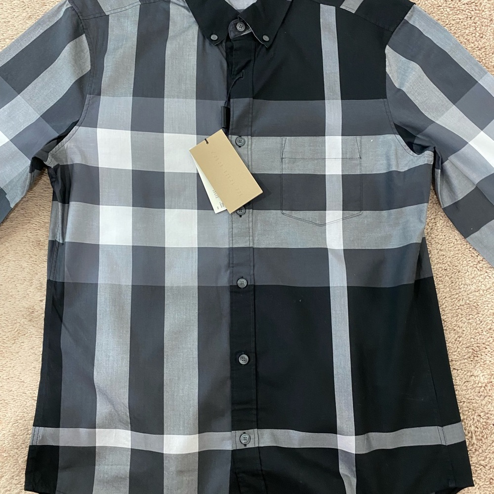 Burberry Black and Gray Checkered Shirt for Men!